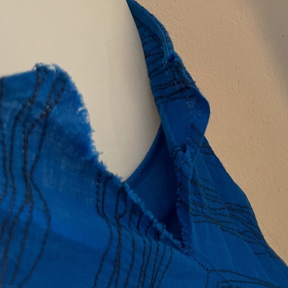 Eileen Fisher Linen Embroidered Boho Chic Midi Dress Sleeveless Resort Vacation - Picture 6 of 7